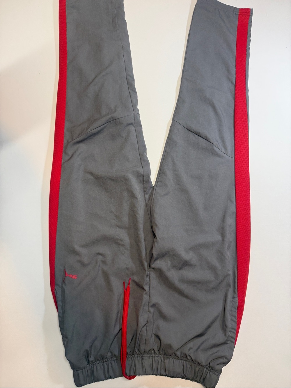 Puma Gray Athletic Track Pants with Red Side Panels